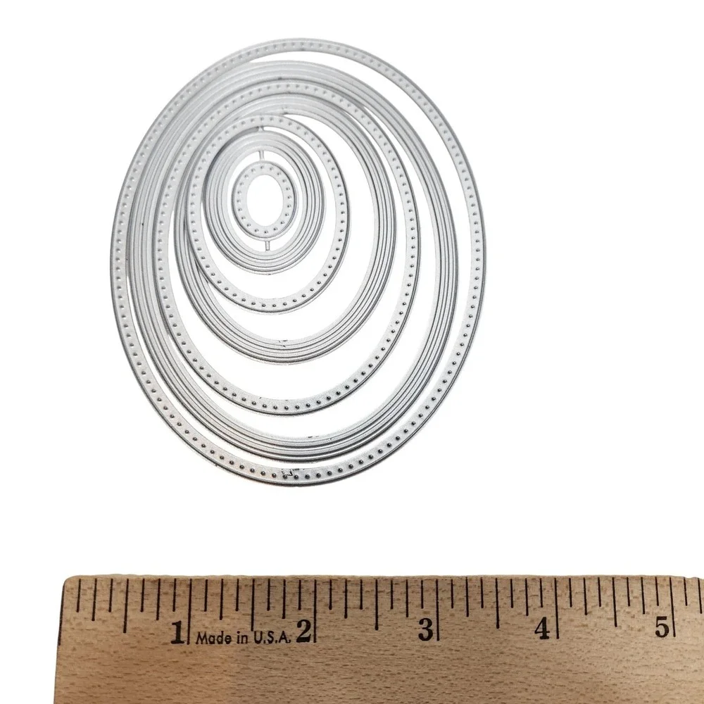 Oval Circle Nesting Cutting Dies Lot Silver Metal Scrapbook Cardmaking Frames